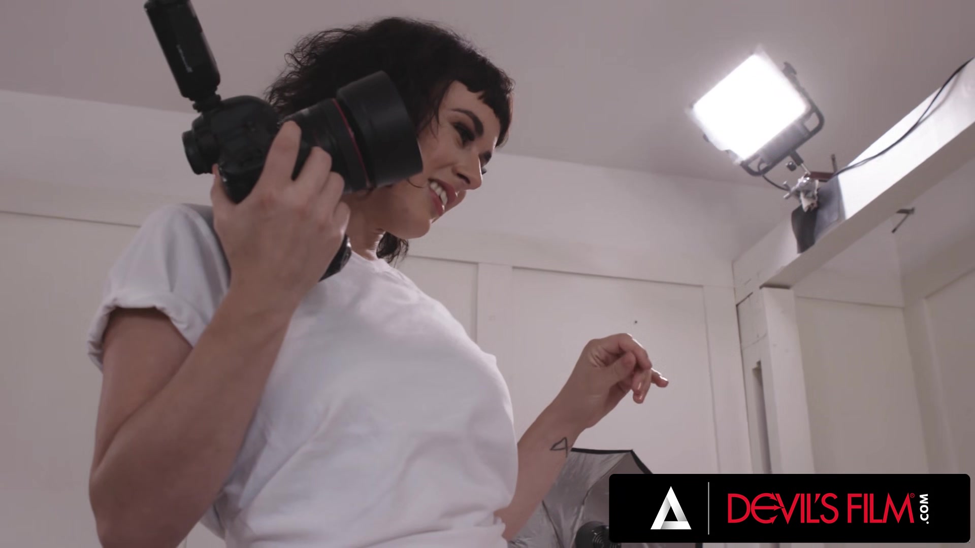 DEVILS FILM - A Sexy Photo Shoot Turns Into Strap-On Lesbian Fun With Olive Glass And Paige Owens