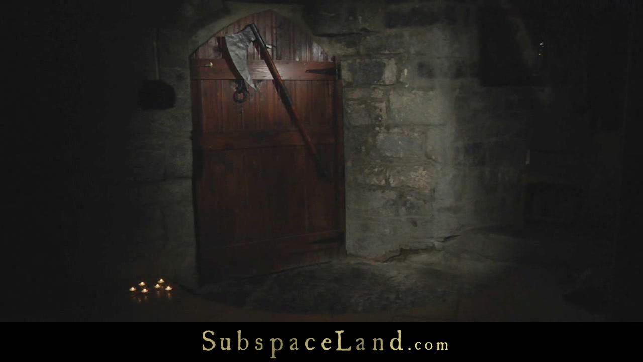 Leashed slaves tortured outside the castle in cold