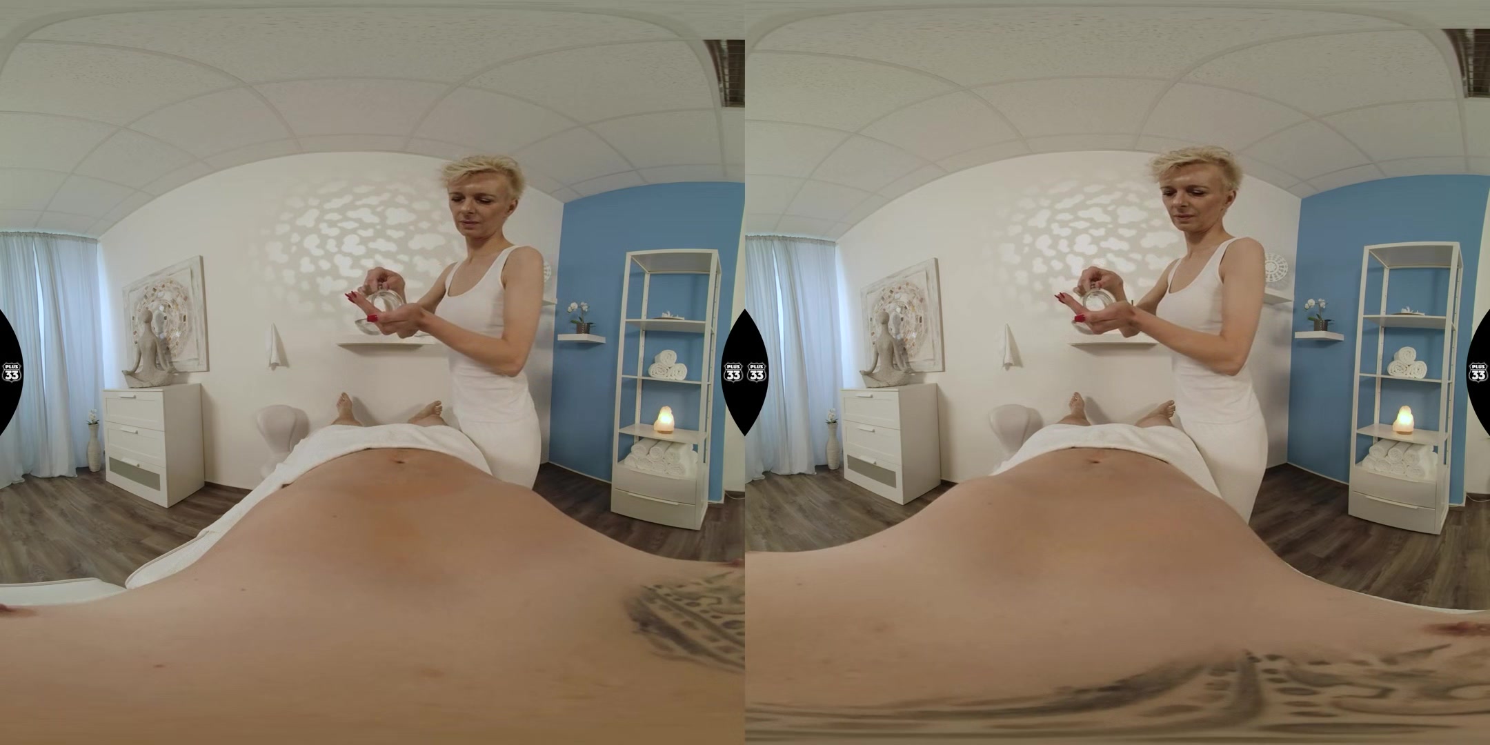 Massage; Short Hair Blonde Mature MILF Massage - SexLikeReal