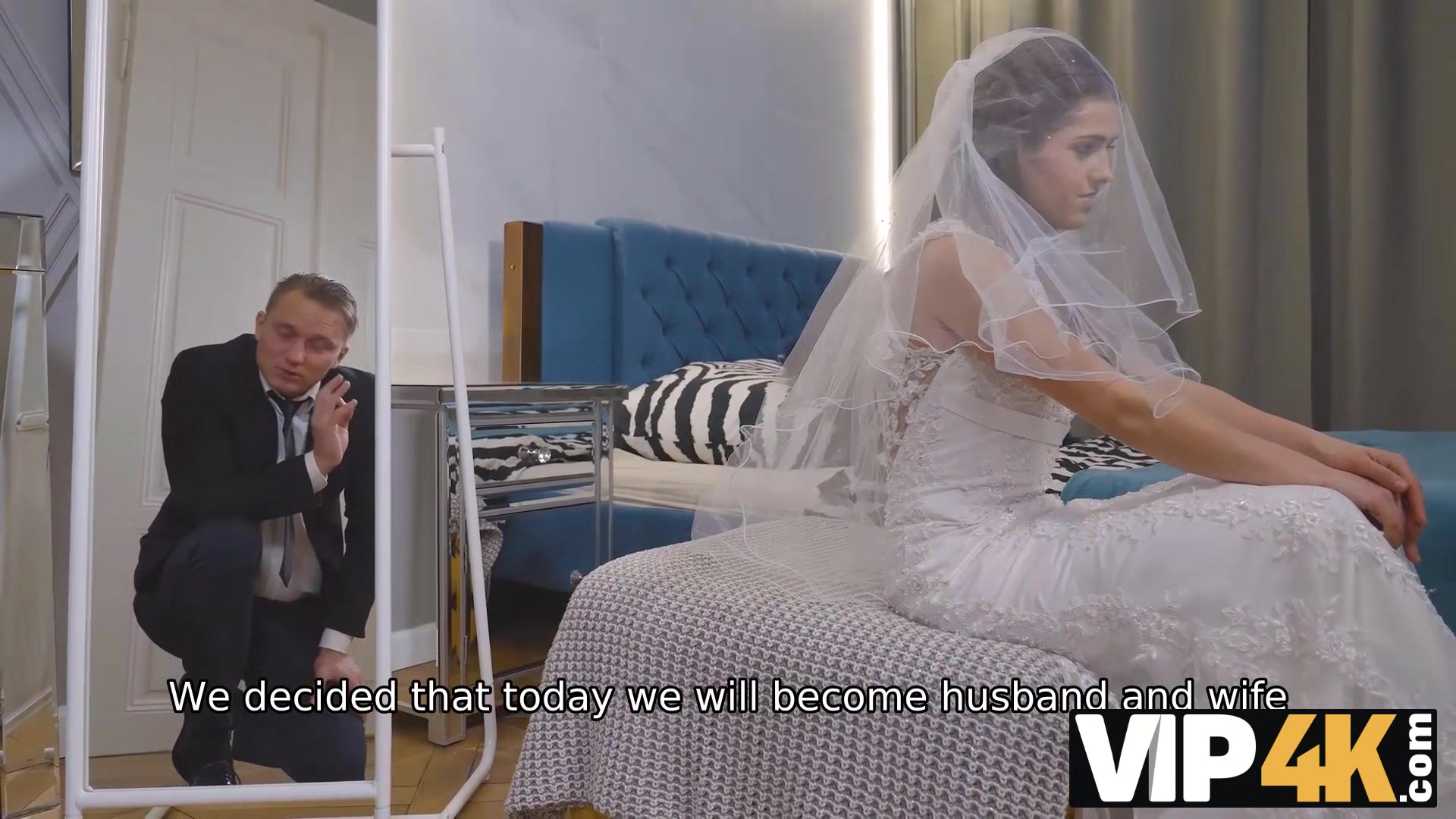 VIP4K. Bride cant resist and seduces him to fuck before wedding