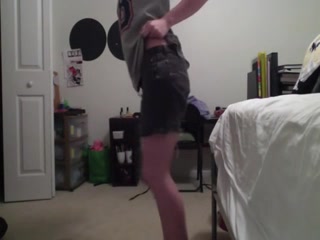 Cute legal age teenager 18+ with glasses striping