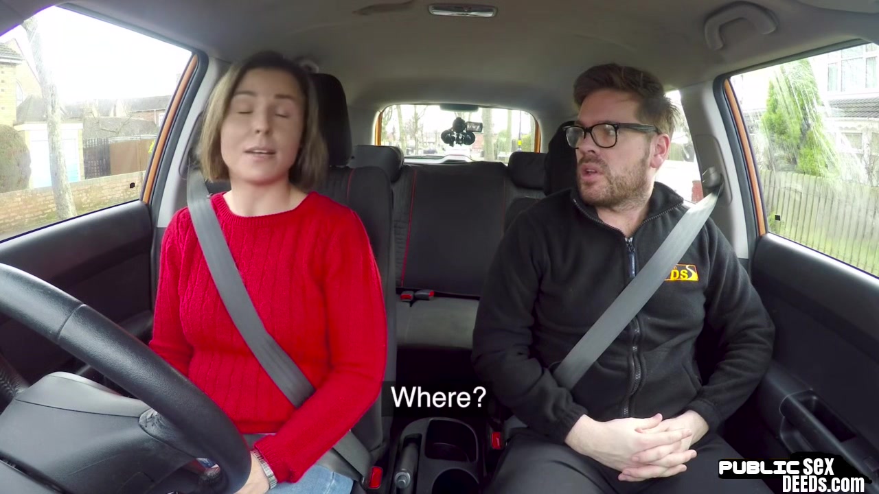 British babe fucked in car on public road before cumshot