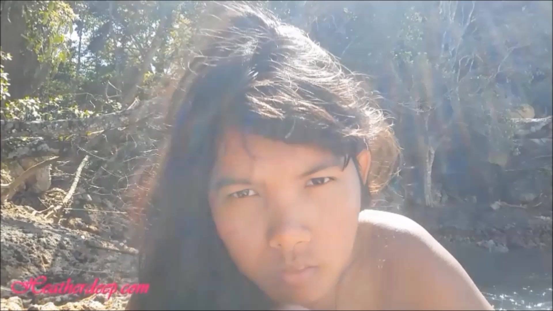 HD Heather deep get naked deepthroat big cock and creampie in the jungle