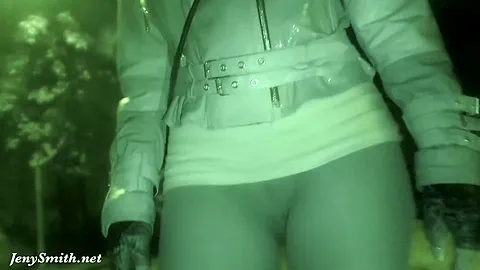 Jeny Smith goes in a club with simless transparent leggings. Teasing a stranger in public place