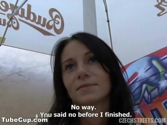 Pretty Czech babe Martina sucks and fucks in the open