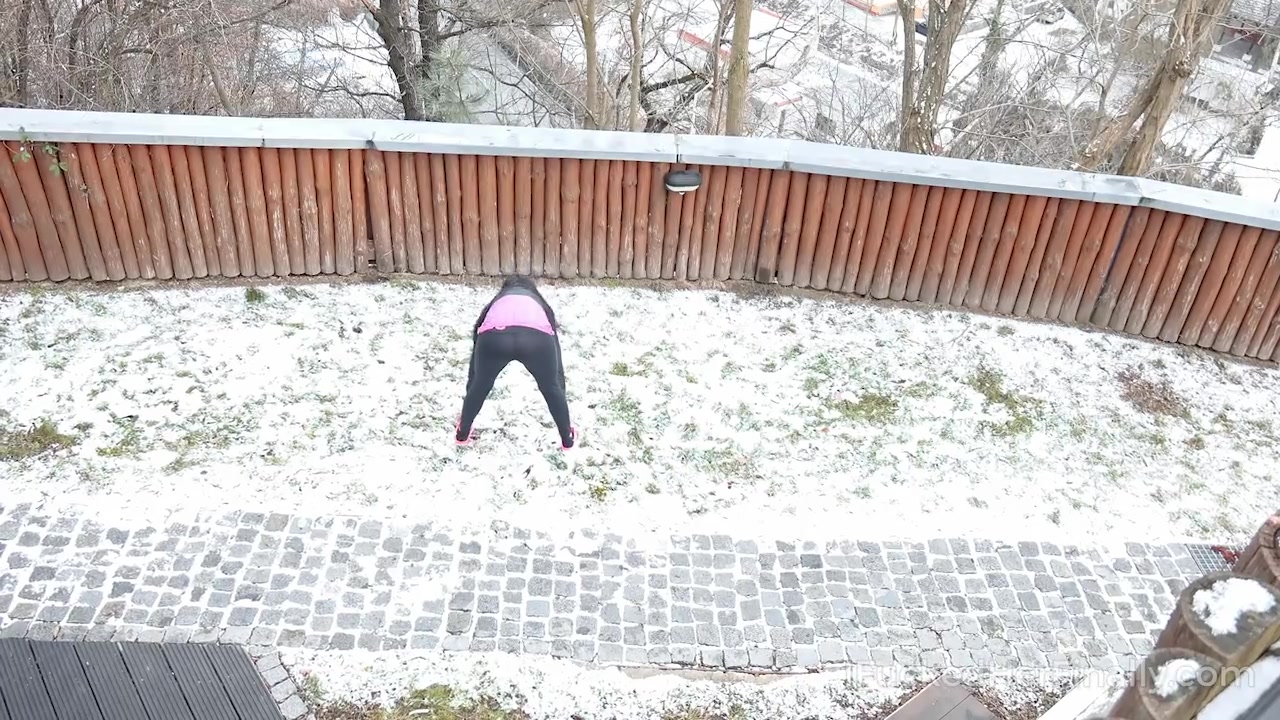 Dude turns on a camera to shoot a juicy brunette