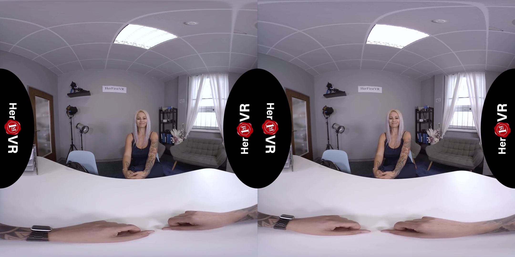 Domino - VR Casting; Huge Tits Blonde Amateur with Tattoos