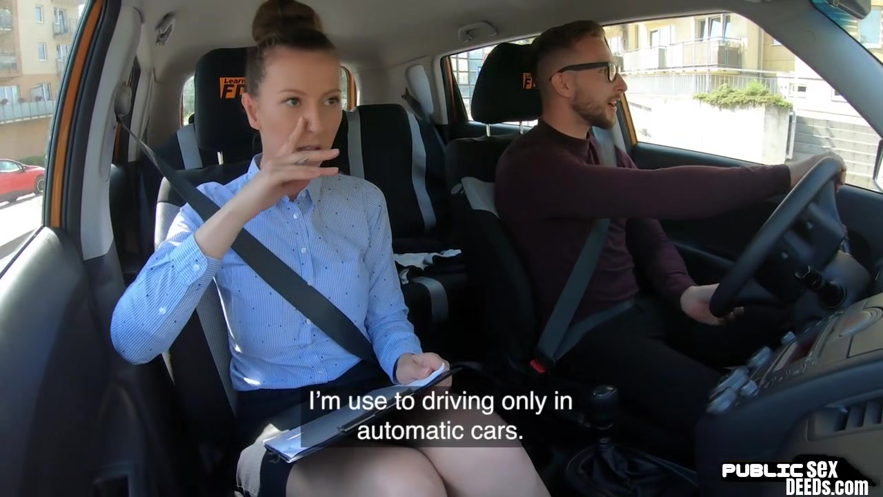 Busty MILF fucked outdoor in the car by driving student 18+