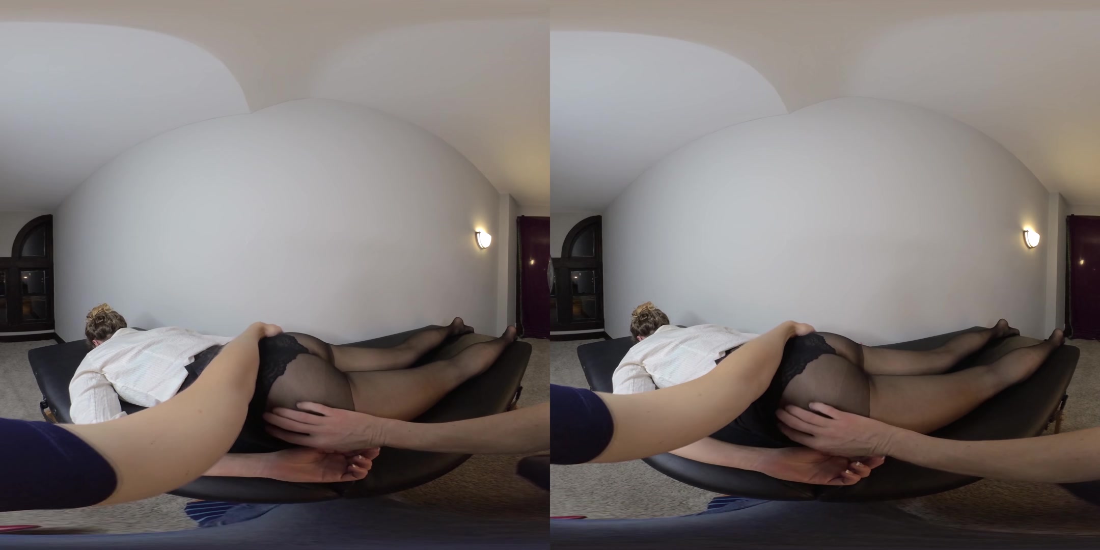 Inside Her Thoughts: Black Pantyhose Office Lady Massage - IntimoVR