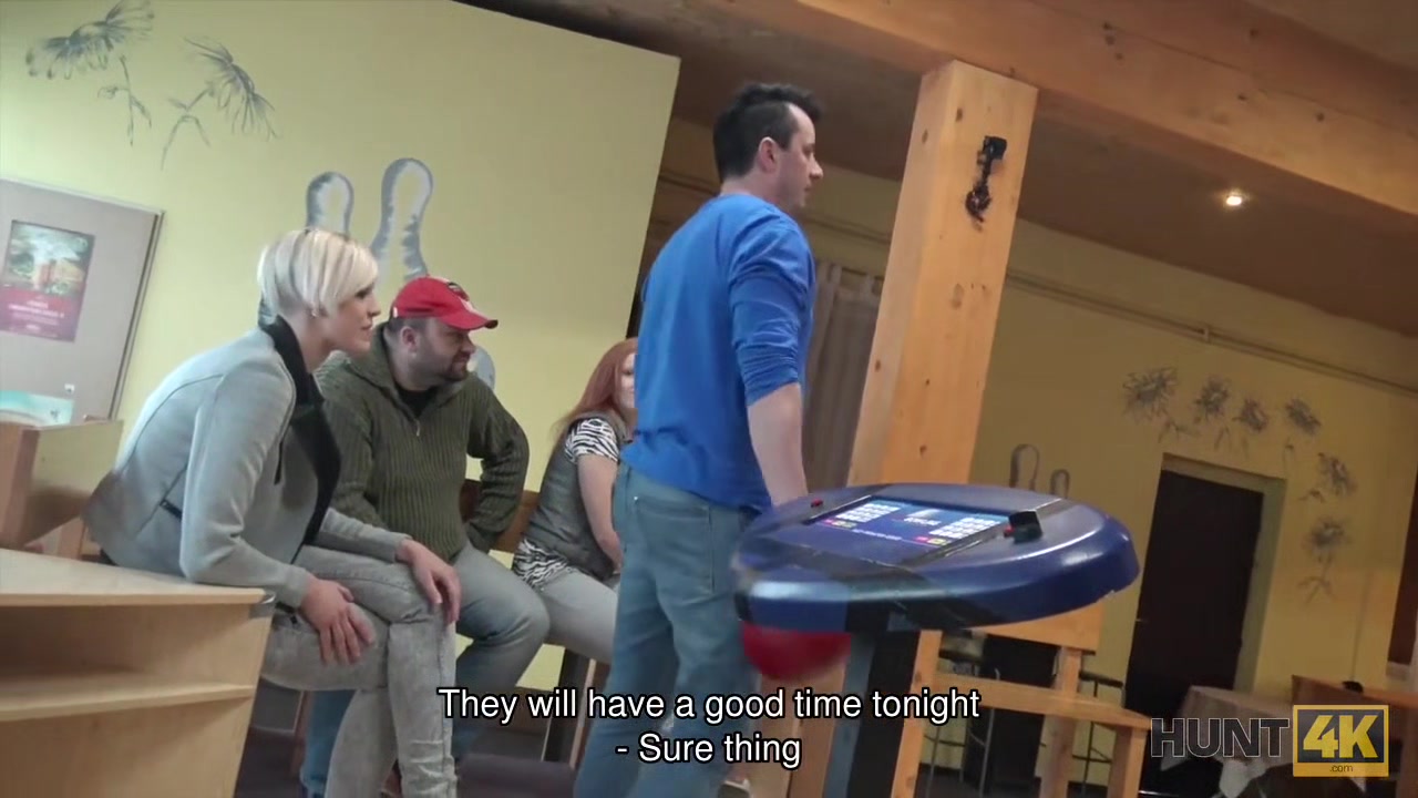HUNT4K. Rich guy meets poor couple in bowling and fucks girl hard