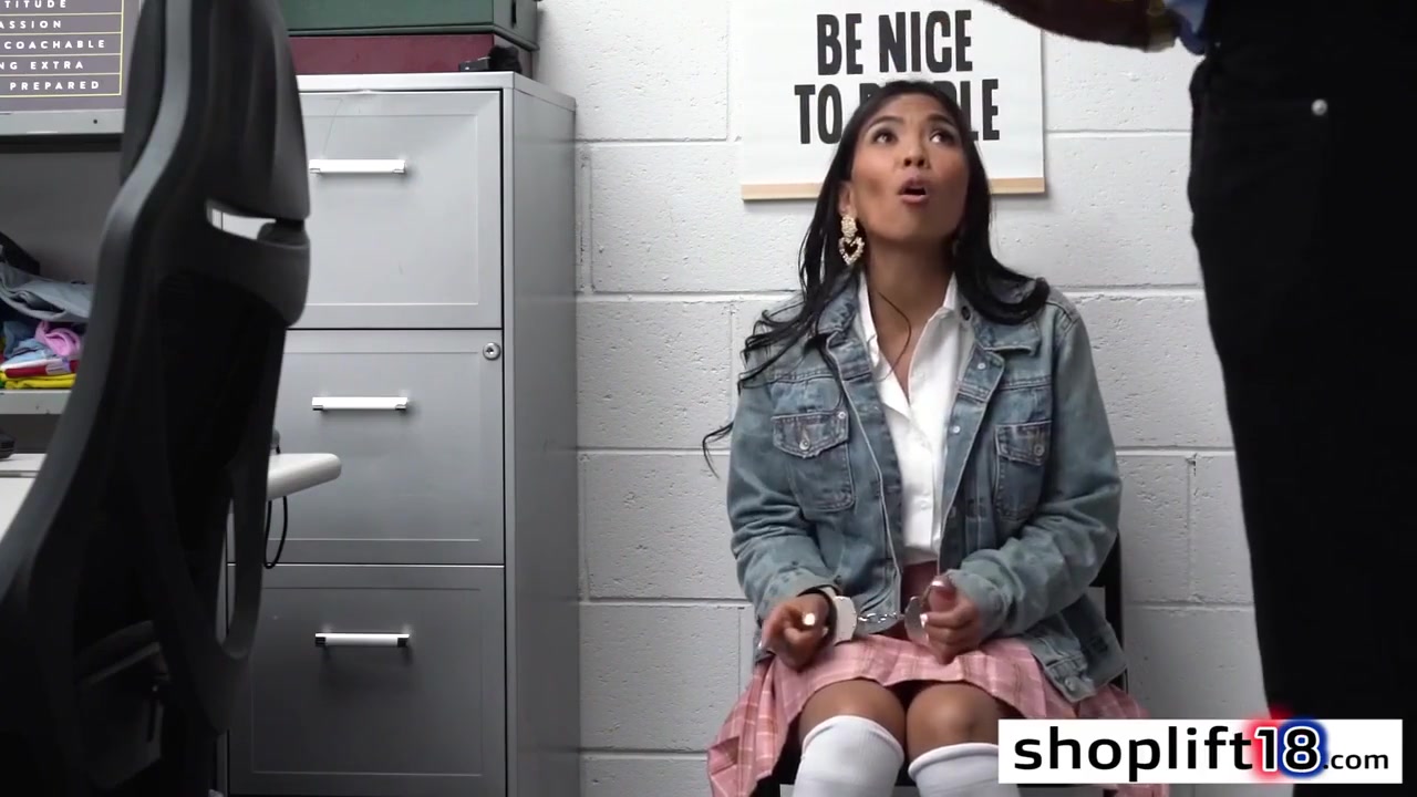 Dirty Black Cop Fucked Petite Asian teen 18+ After He Buste