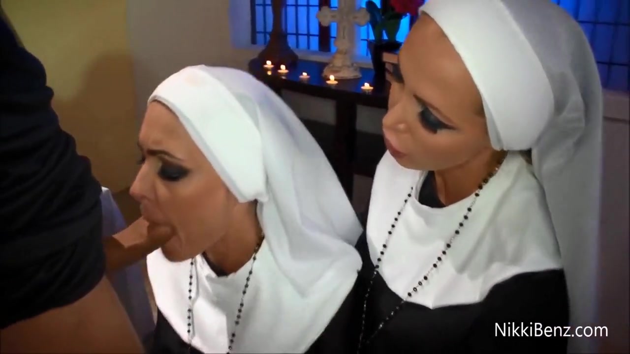 Nun 3some Big Cock & Scissoring Action!! - Mick Blue, Jessica Jaymes And Nikki Benz