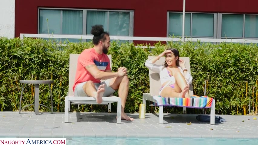 Busty Latina Lilly Hall takes neighbor's big black cock in her ass after day at the pool