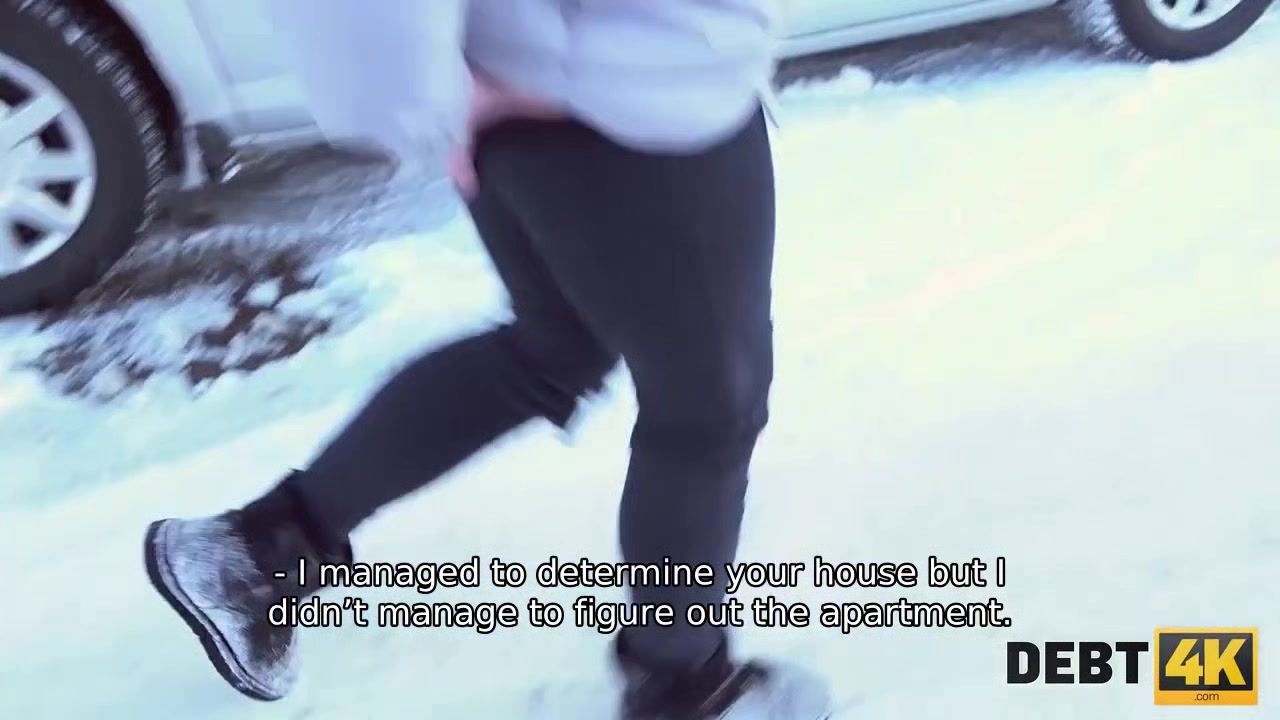 Debt4k. Nice lassie Calibri Angel glaldy sucks cock and spreads legs for debt collector