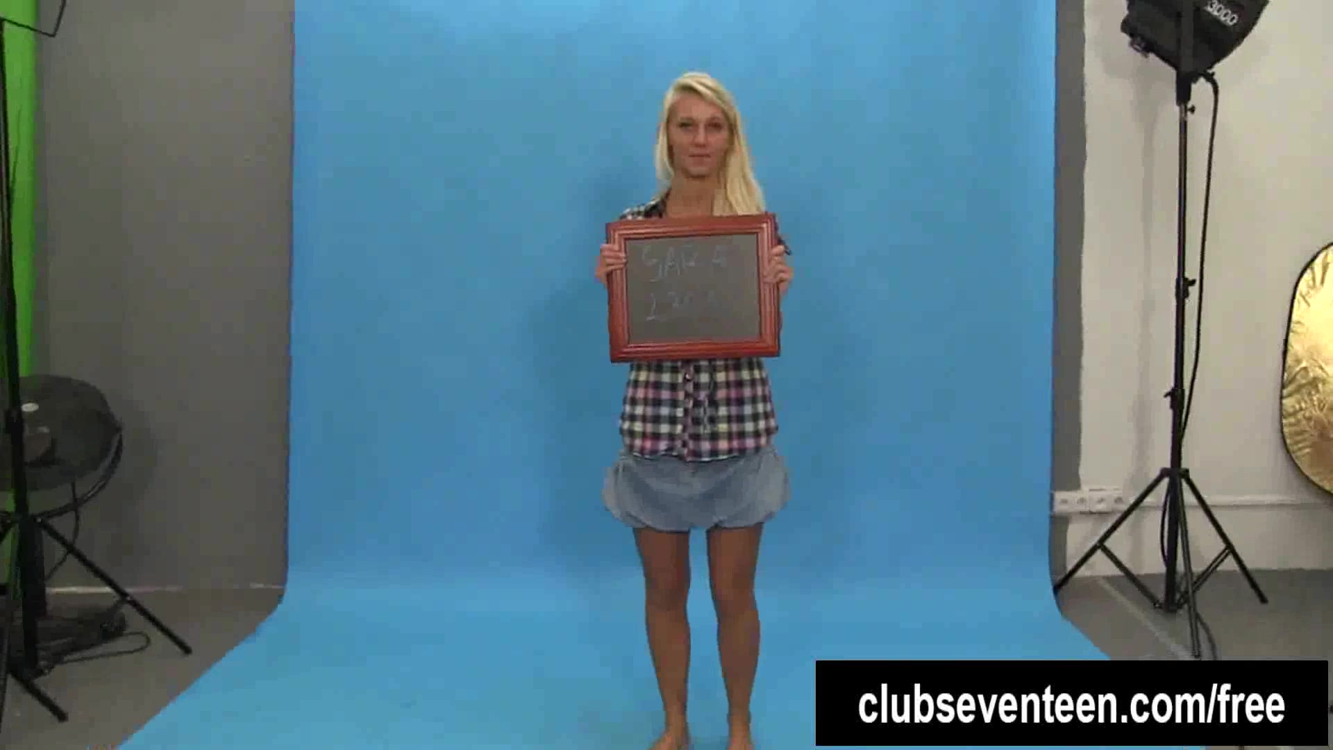 Busty blonde teen 18+ Sara posing