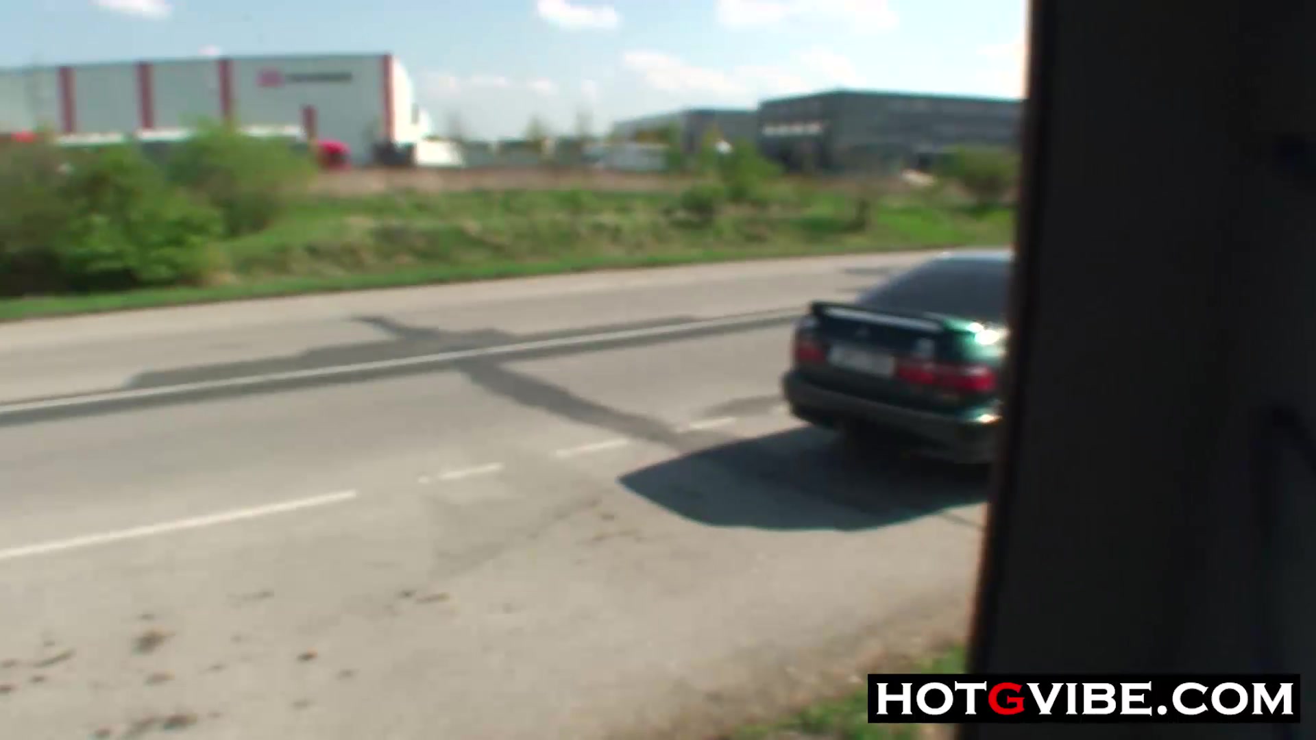 PUBLIC Bus Stop Slut Fucks 2 Guys