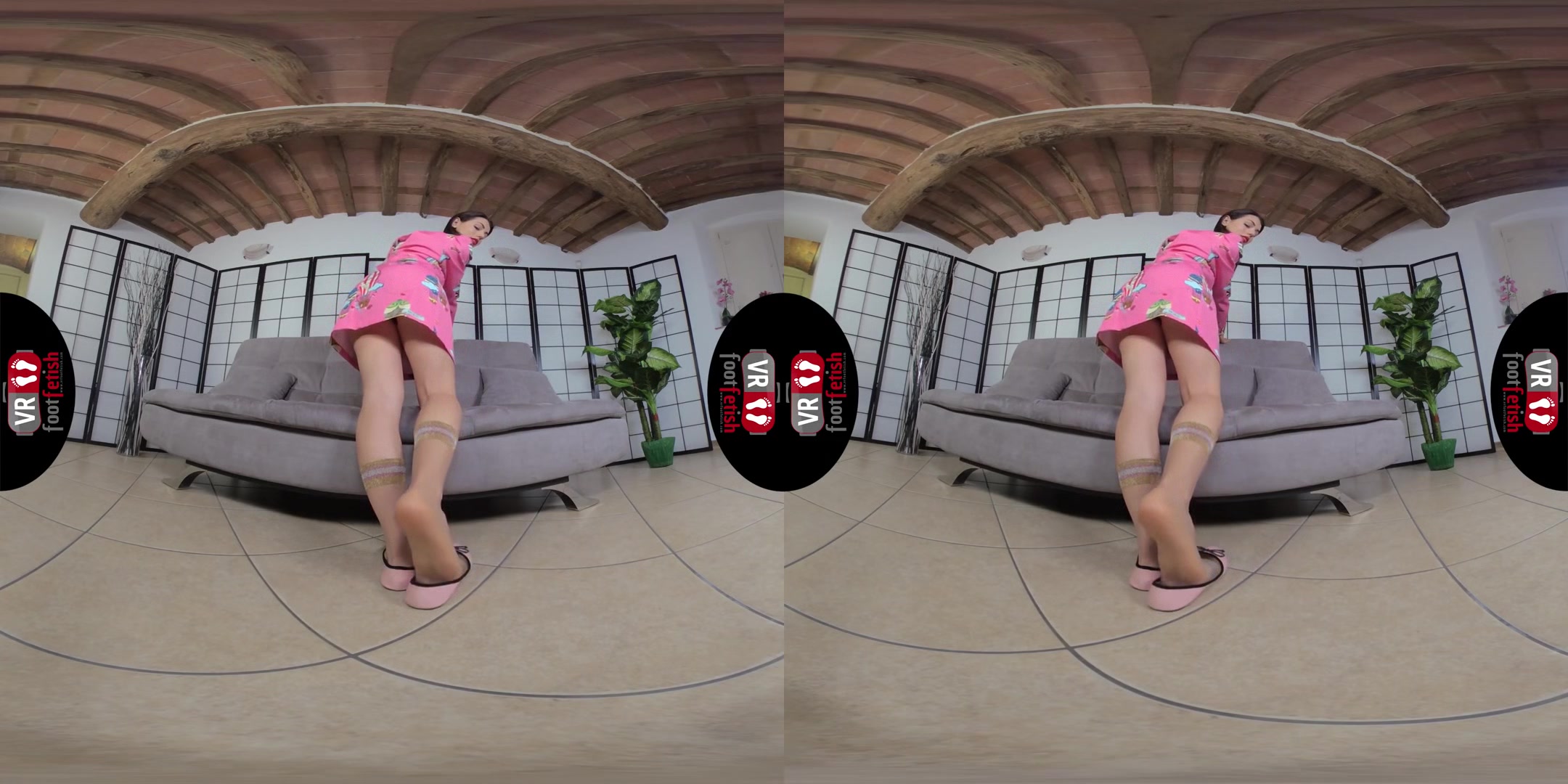 Super Sexy Petra In Midcalf Nylon Socks And Pink Ballerina Flats - Leg Fetish Virtual Reality