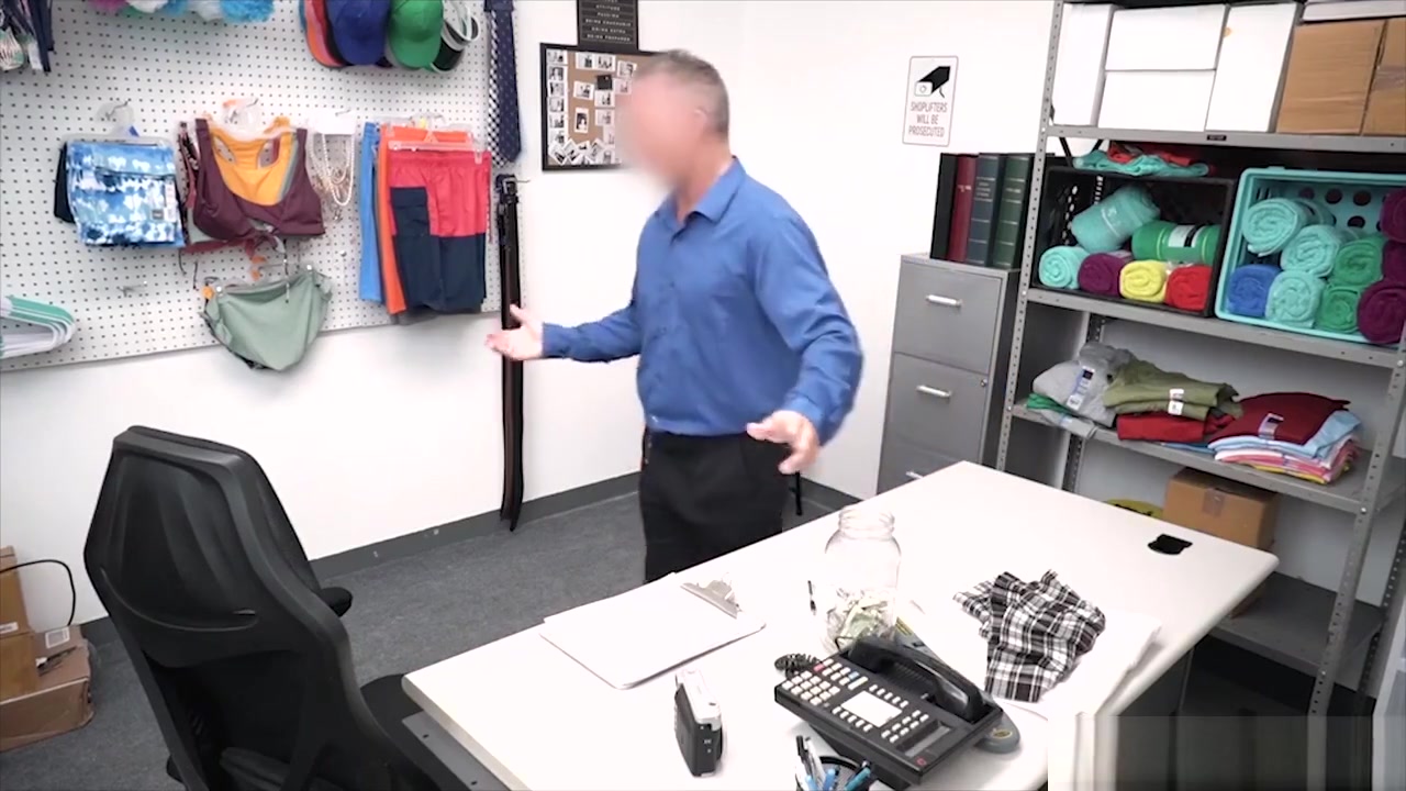 Tall and skinny redhead shoplifter chick rough fucked