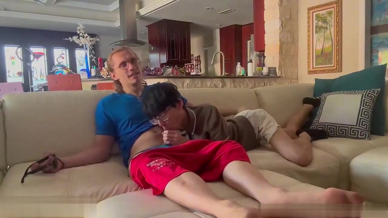 Cute Asian Gay Guy Fucks A Long-haired Blonde Boy