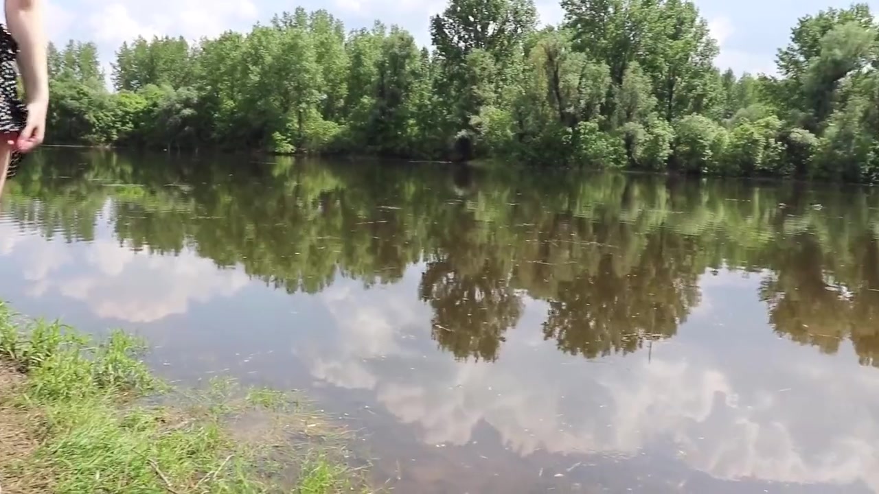 Undressing And Pussy Masturbation. Erotic Nature Walk By The Lake