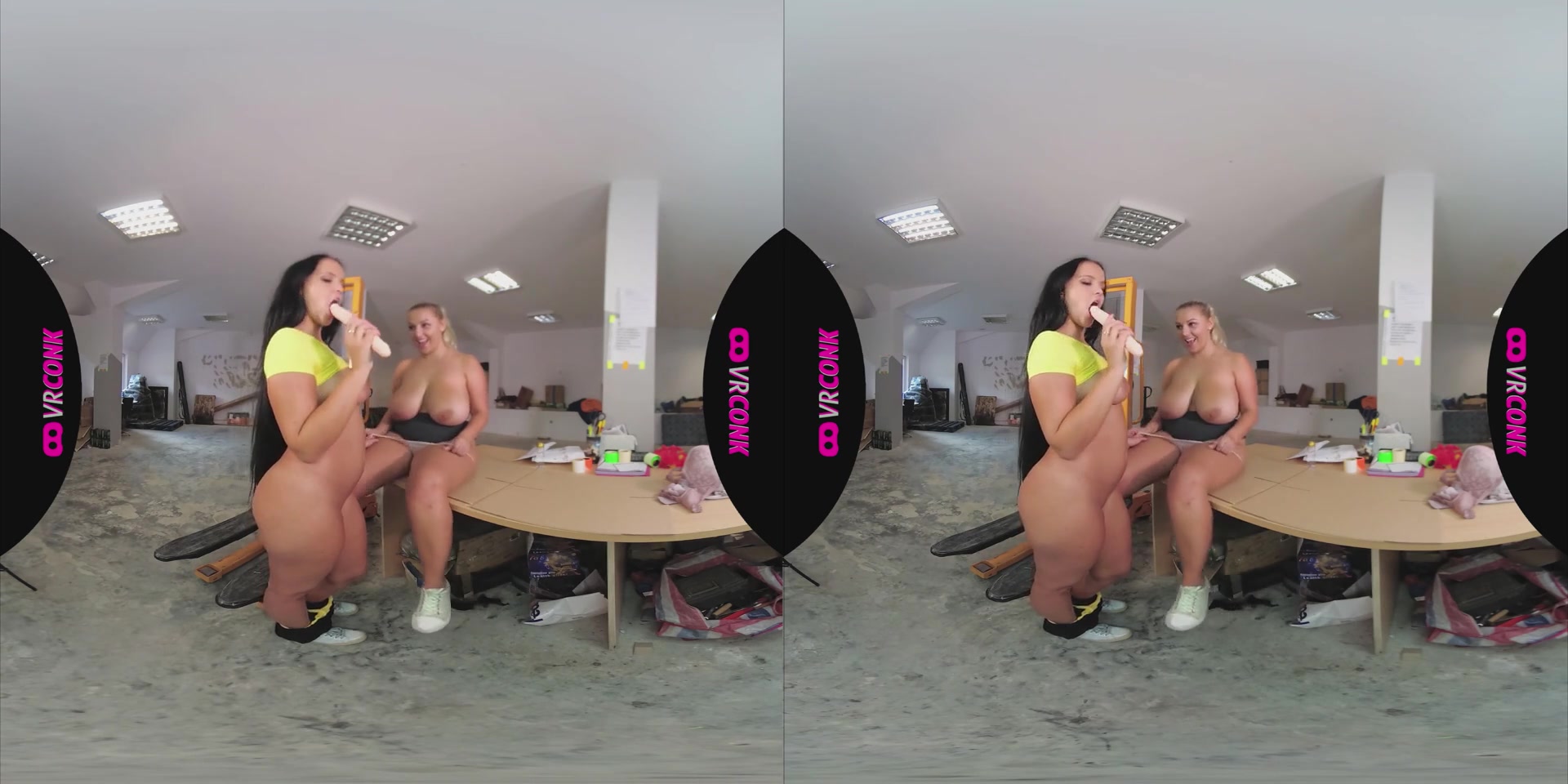 Krystal Swift & Jennifer Mendez in Lesbian Forklift - VR Porn Video - VRConk
