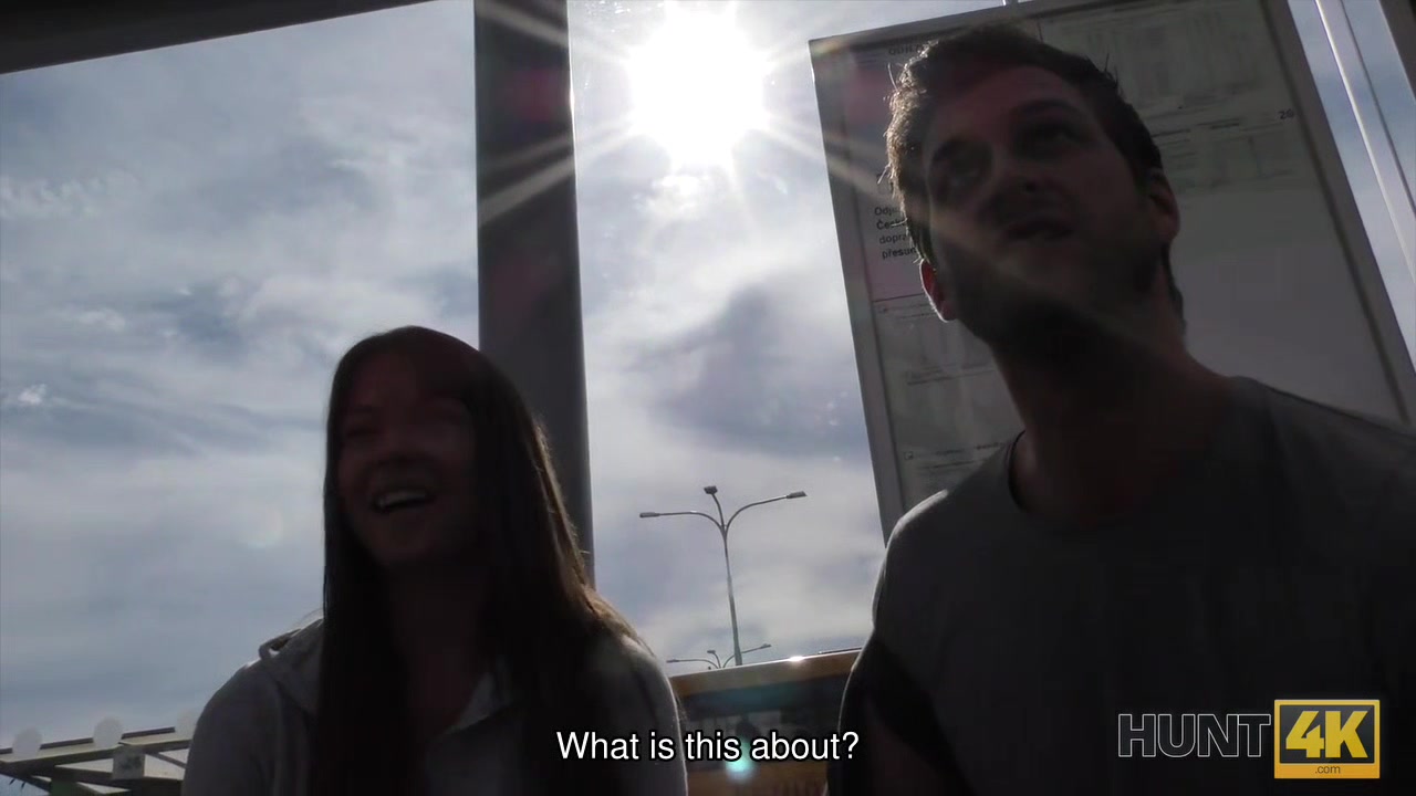 HUNT4K. Angella Christin from bus station comes to service hunter for money