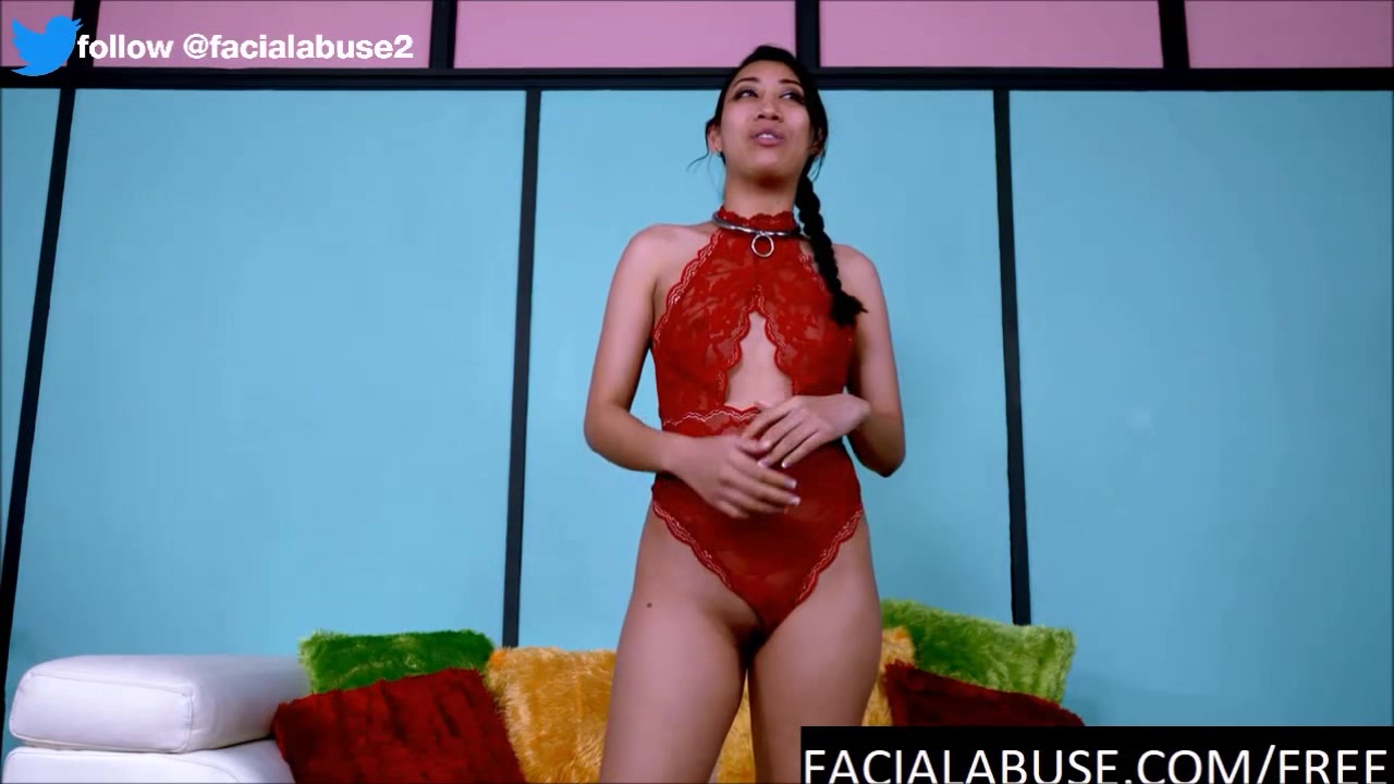 Asian girl loves gagging on white dicks too much