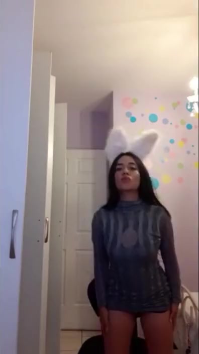 Cute teenage girl trying to show off her body in tight dress - teen 18+ strip