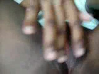 Black hairy pussy being filmed on amateur cam in close-up