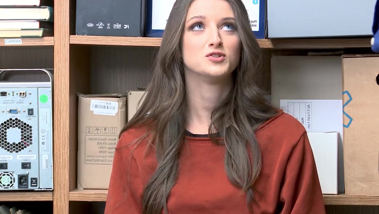 blue-eyed hottie gets busted by a security officer
