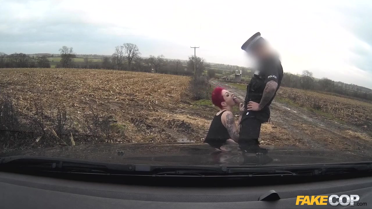 Trixx in Cop spunks on her tattoos and tits - FakeCop