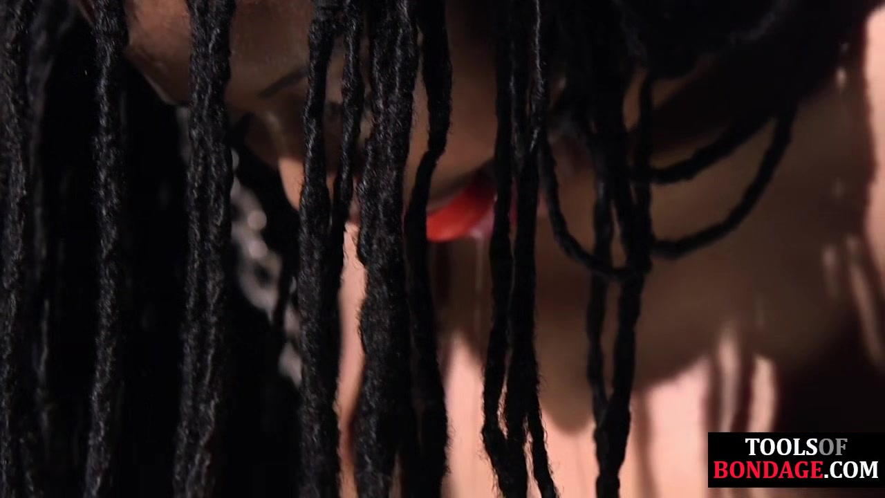 Suspensionbondage Ebony asstoyed by master till climax limit
