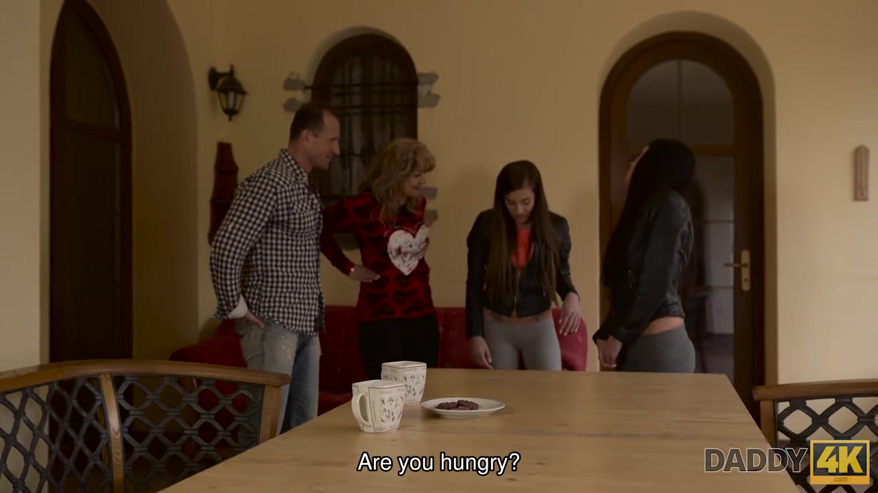 DADDY4K. Old Step dad cheats on wife by having fun with her cute Step daughters
