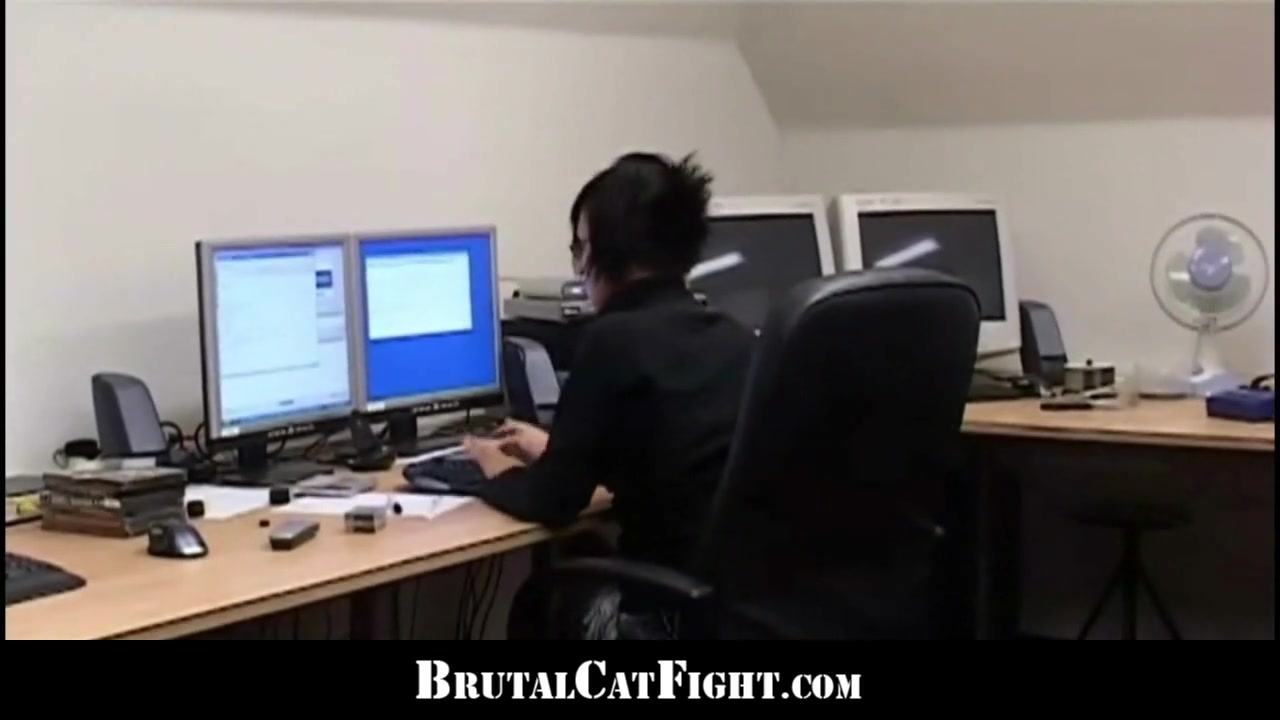 Catfight and fuck during office work