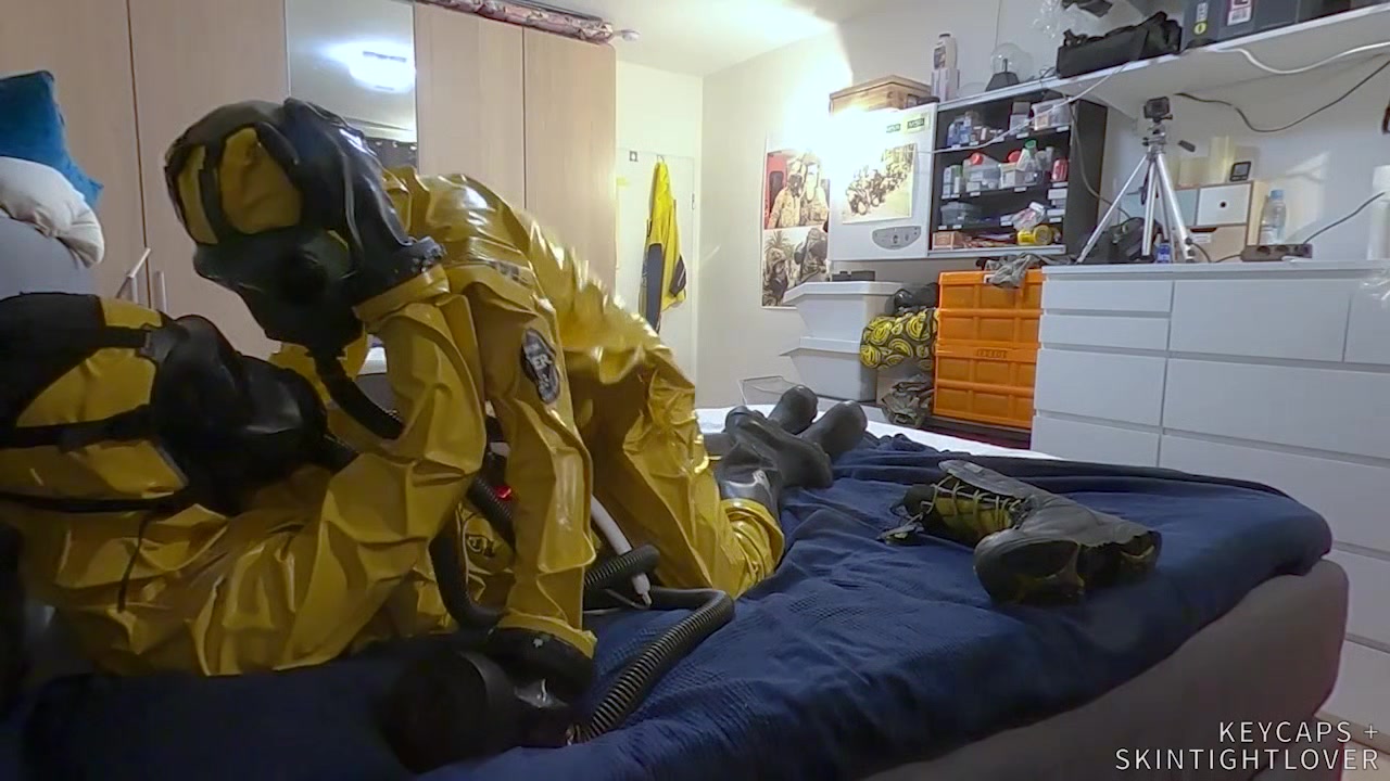 Vacuuming in tellchen hazmat suits
