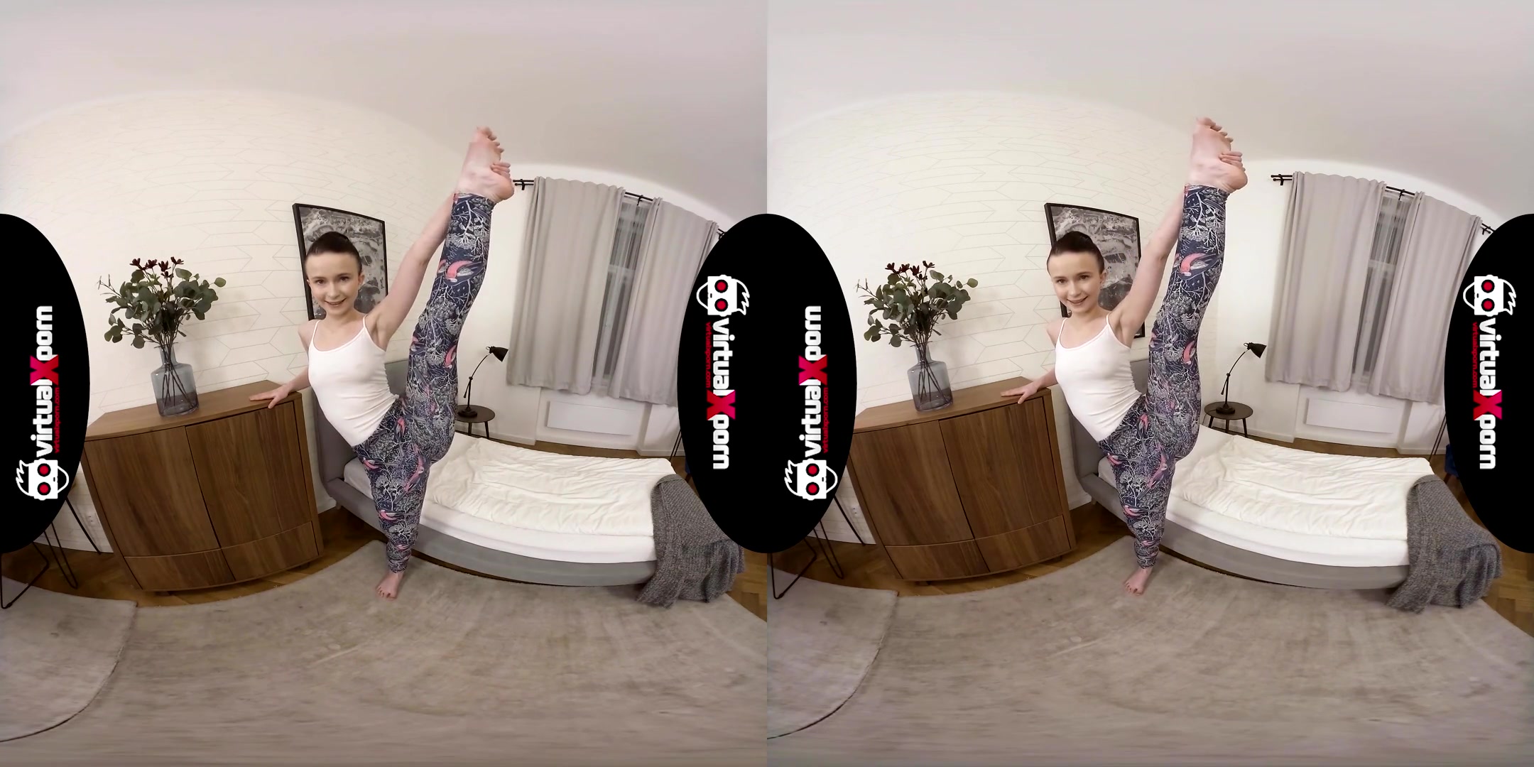 Skinny Gymnast Stretching - Sweet and Sexy Amateur Solo