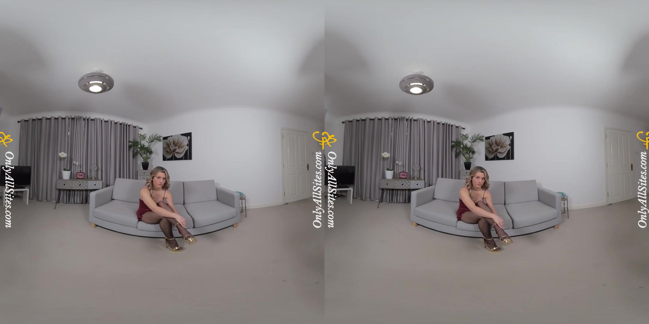 Chelsea Chamberlain - Big Tits Come Out to Play - Busty Blonde Striptease Pantyhose Nylons
