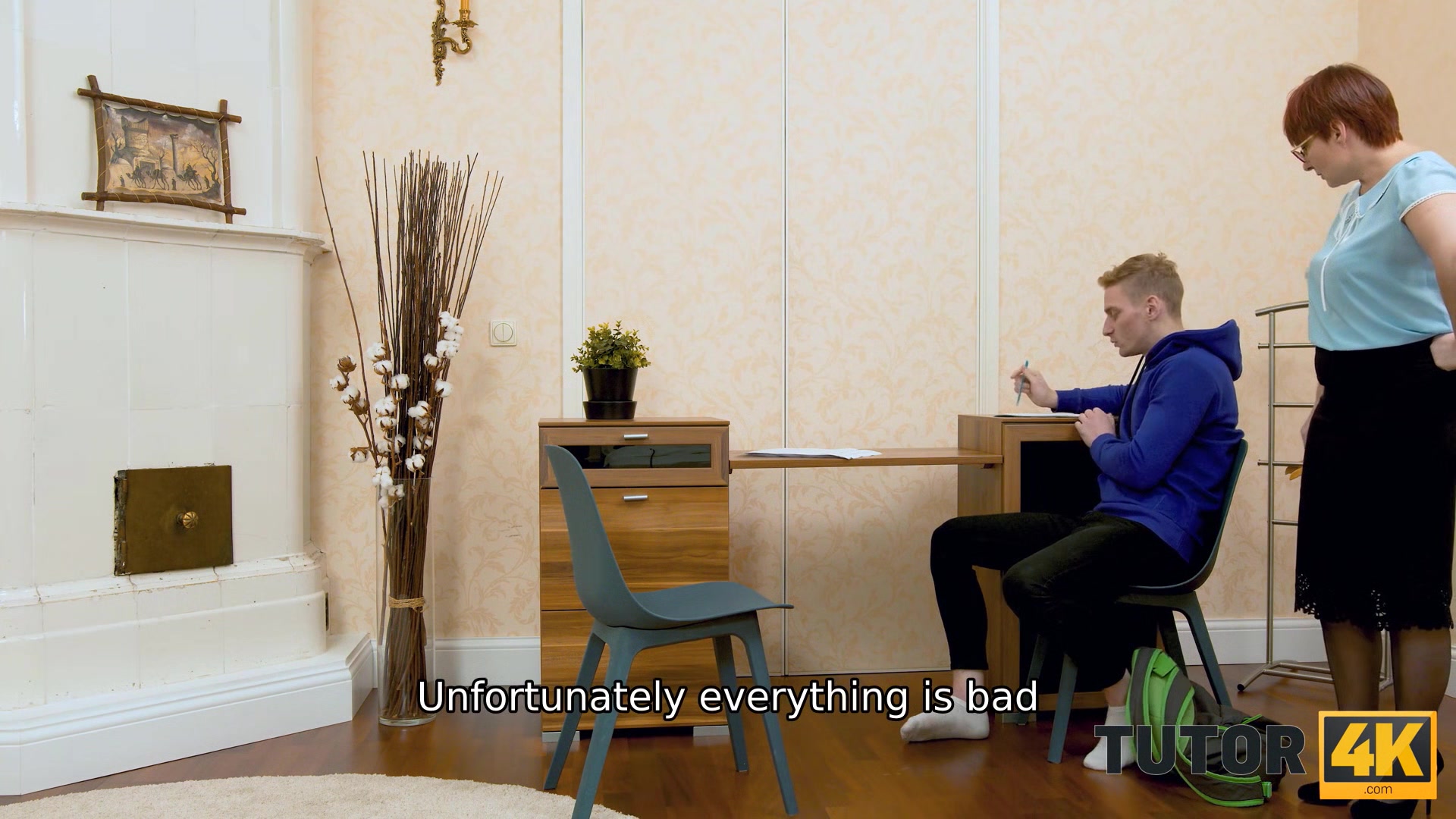 TUTOR4K. Student is angry for failed exams and decides to fuck teacher like a bitch
