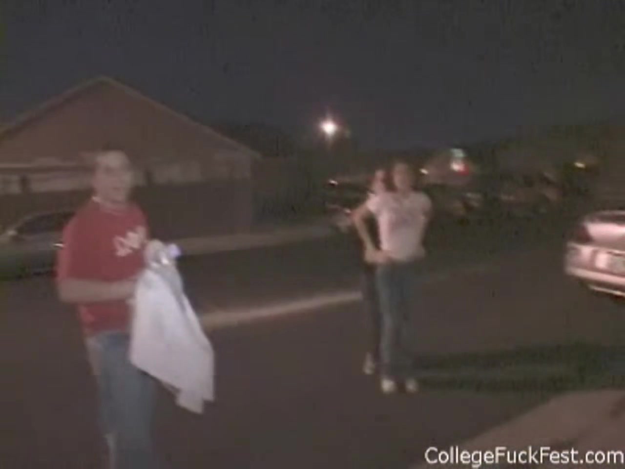Oral sex with lesbo teen at dirty frat house