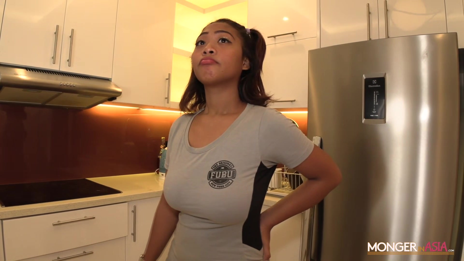 Asian teen 18+ maid with massive boobs gets creampied