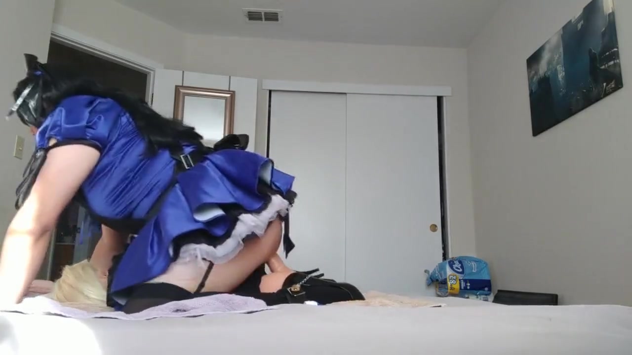 Sissy maid riding her doll