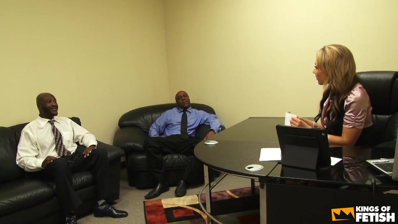 White Babe Gets Her Pierced Pussy Pumped By Two Black Employees To Keep Their Jobs