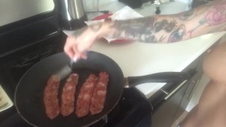 Pornstar Cooking Bacon Naked