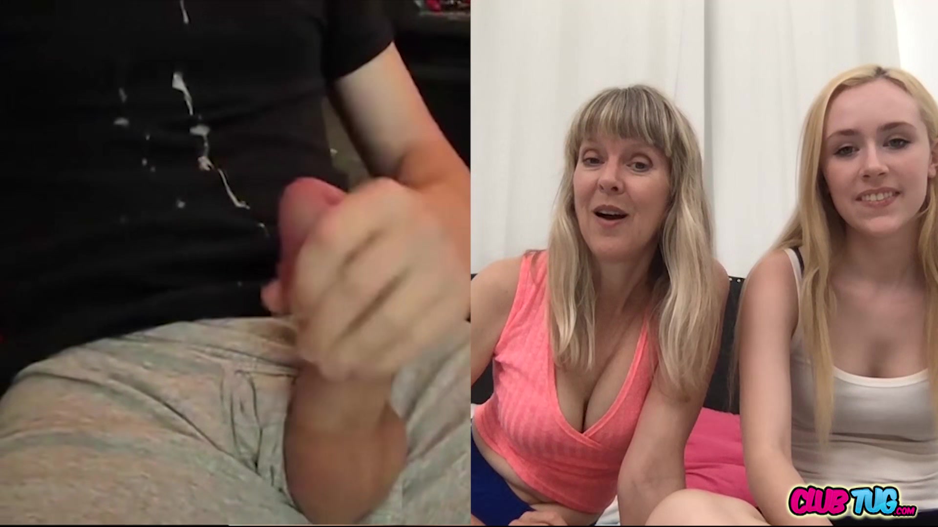 Webcam Reaction - Jerking Off for Step mom and Step Daughter