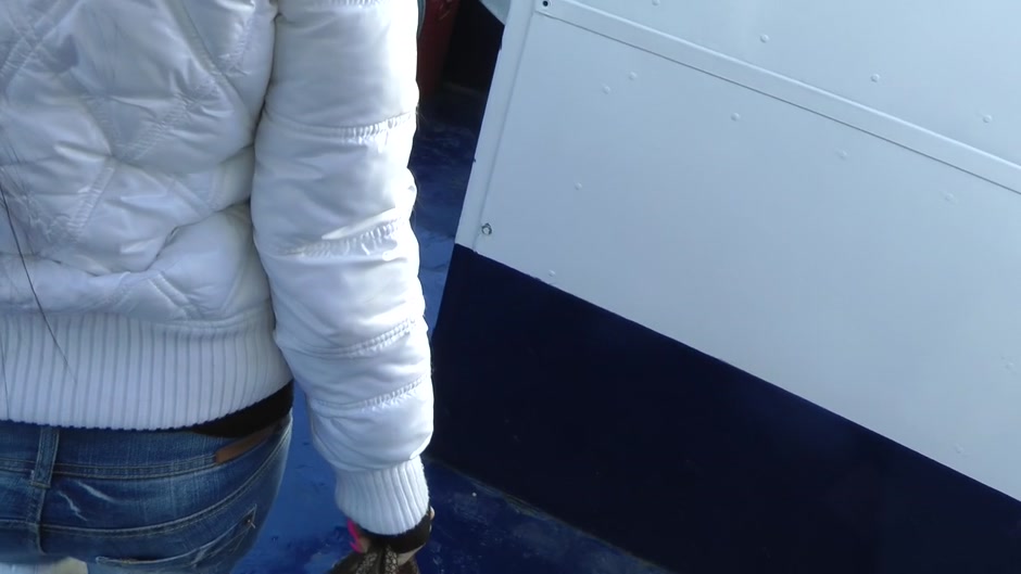 Breasty slut fucks in a public boat and in a park