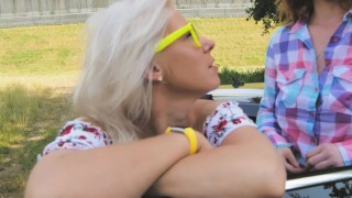 Two Sexy Hitchhiker Girls Fun Car Ride Paid by Foursome Orgy Ginger View 4K
