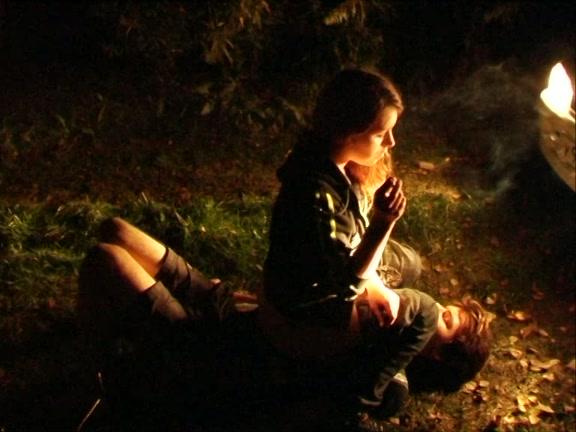 Smoking Lady Plays in the Forest