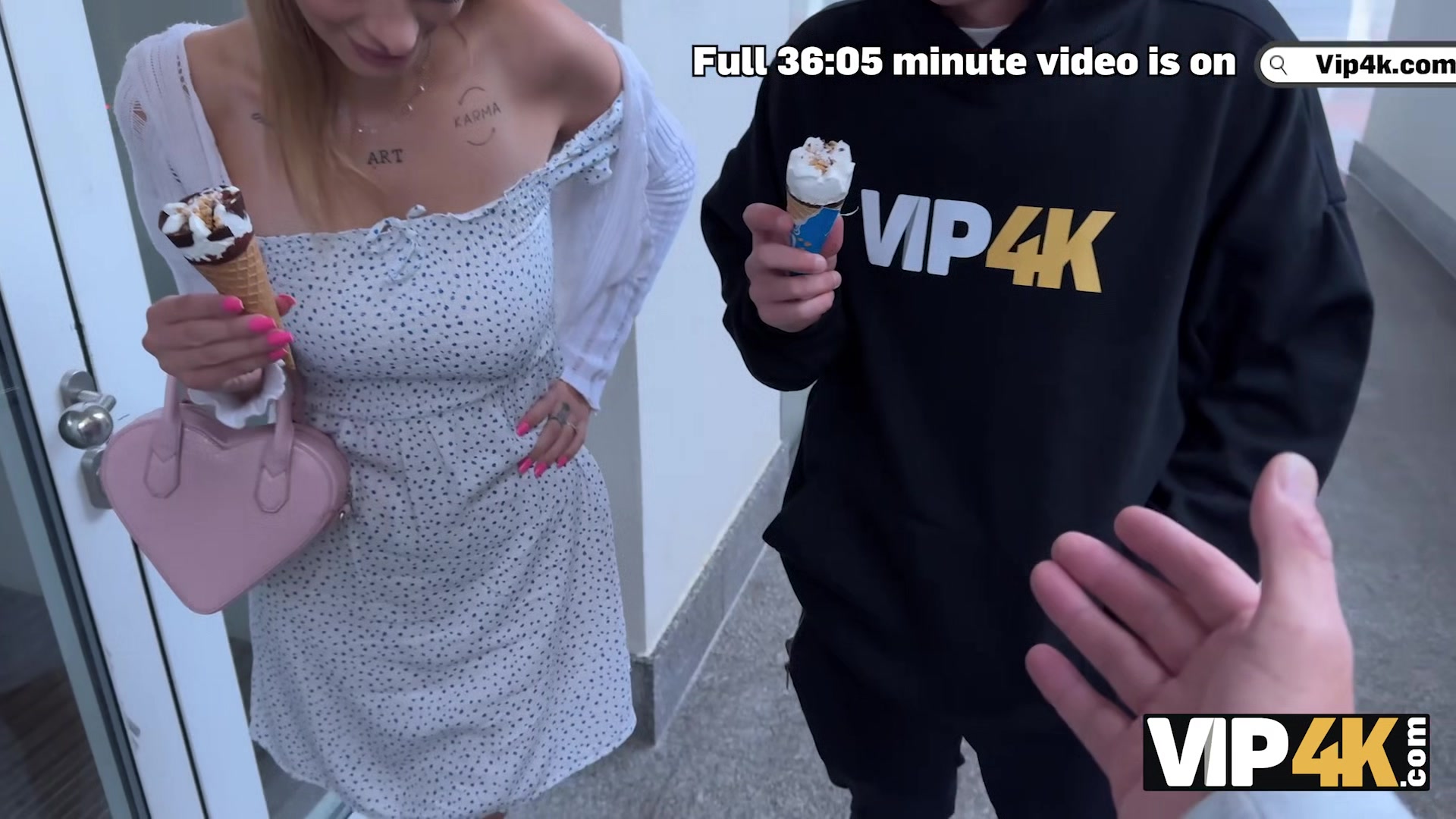 VIP4K. Young beauty with natural tits is cheating on her BF in front of him