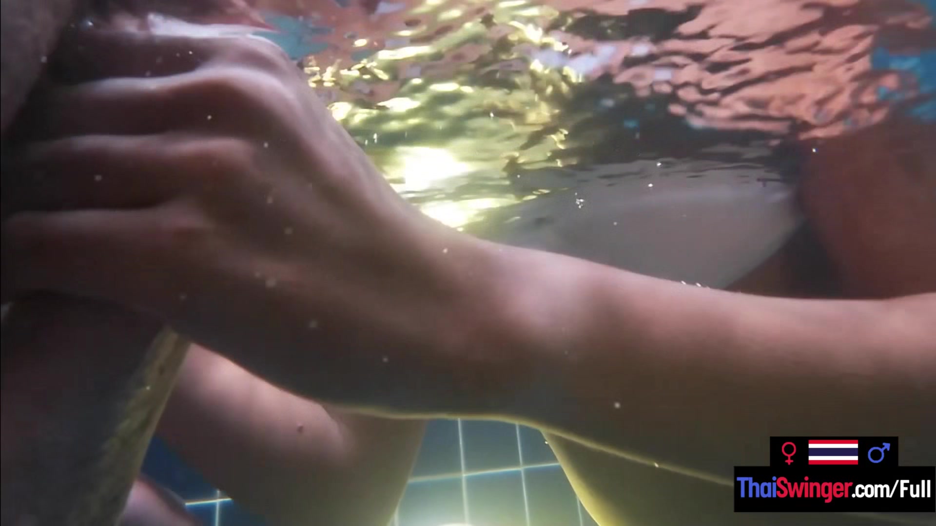 Amateur teen 18+ couple hot sex in the pool She is Asian he is European