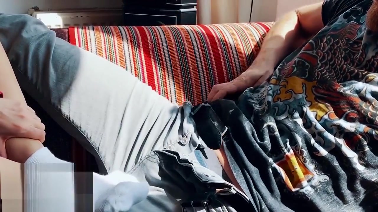 I rub your hard cock on the couch (White ankle socks) - LenaLouix